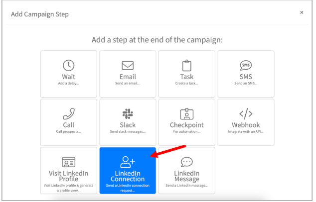 linkedin campaign steps in QuickMail